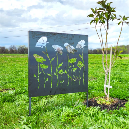 Poppy Flower Privacy Screen - Metal Privacy Screen
