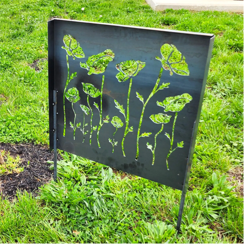 Poppy Flower Privacy Screen - Metal Privacy Screen