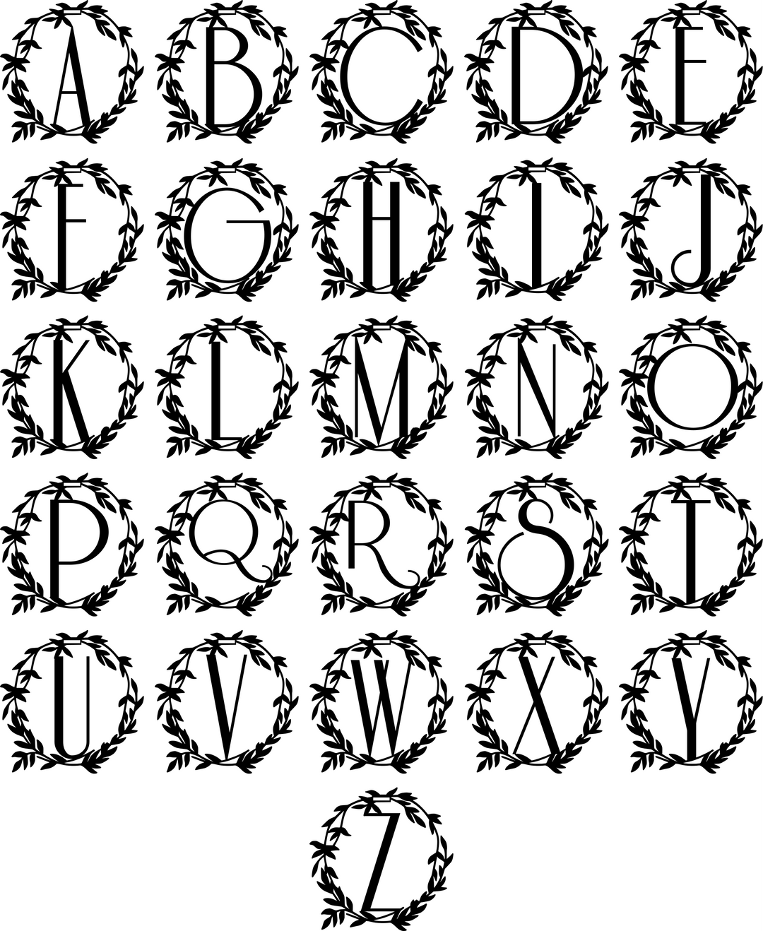 Custom Metal Monogram Retro Wreath