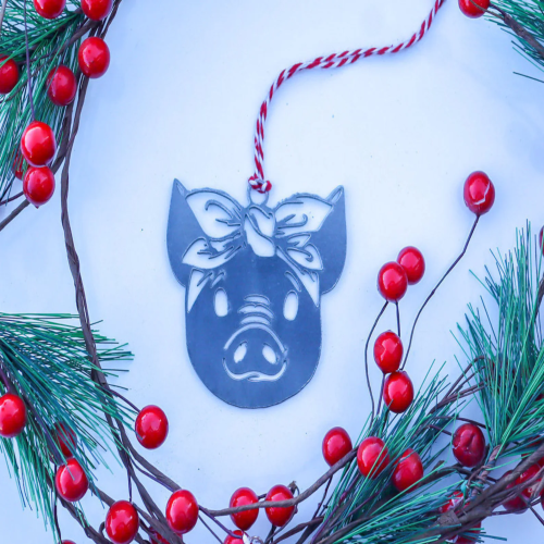 Sassy Piglet Christmas Ornament