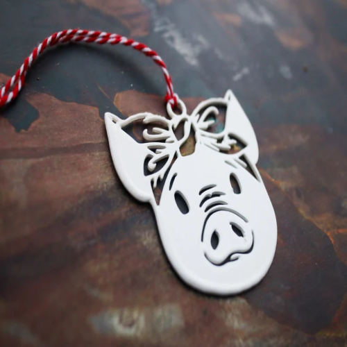 Sassy Piglet Christmas Ornament