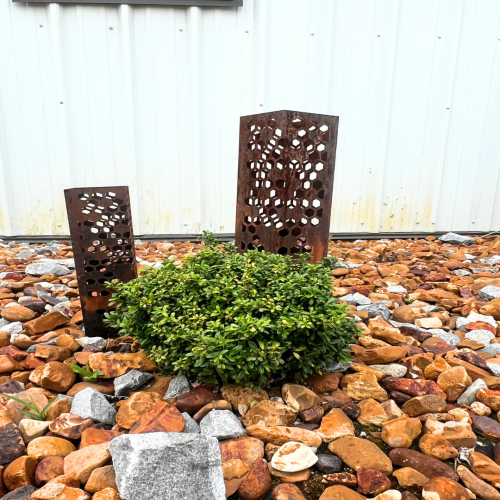 Beehive Garden Column – Rusted Steel Outdoor Sculpture, Landscape Accent, and Decorative Light Cover | Handcrafted in Tennessee