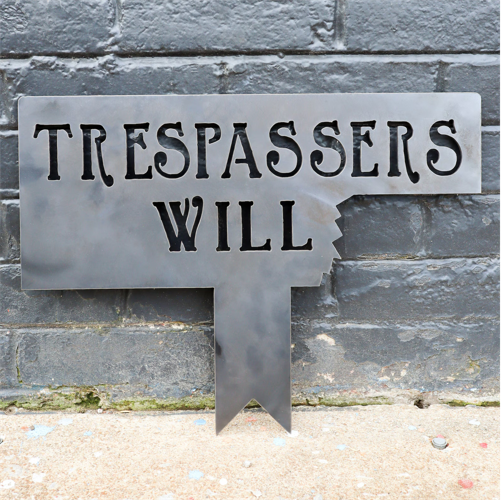 Winnie the Pooh Trespassers Will Garden Sign - Kids Room Nursery Metal Art