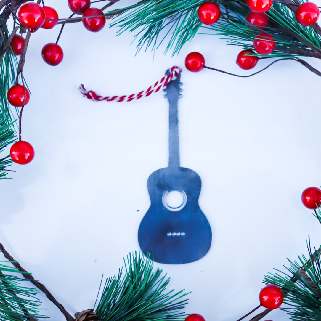 Acoustic Guitar Christmas Ornament - Holiday Stocking Stuffer Gift - Tree Home Decor - Maker Table