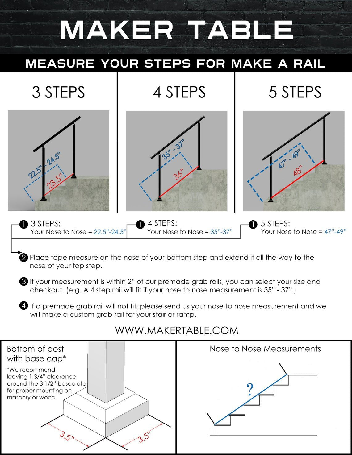 Adjustable Metal Handrail with Modern Design - Make A Rail Grab Rail - Minimalist Stair Decor - Maker Table