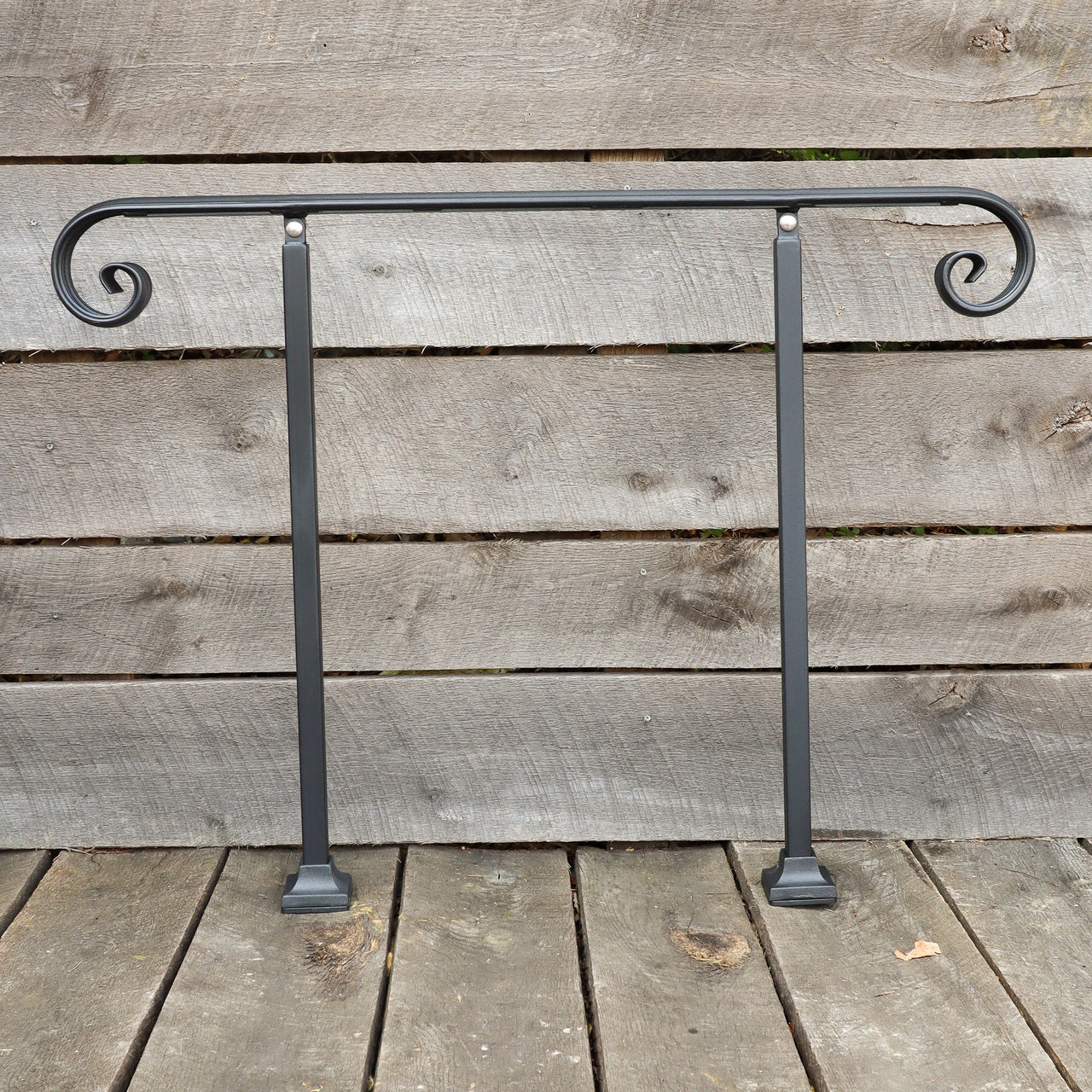 Adjustable Metal Handrail with Scroll End - Make A Rail Grab Rail - Victorian Stair Decor - Maker Table