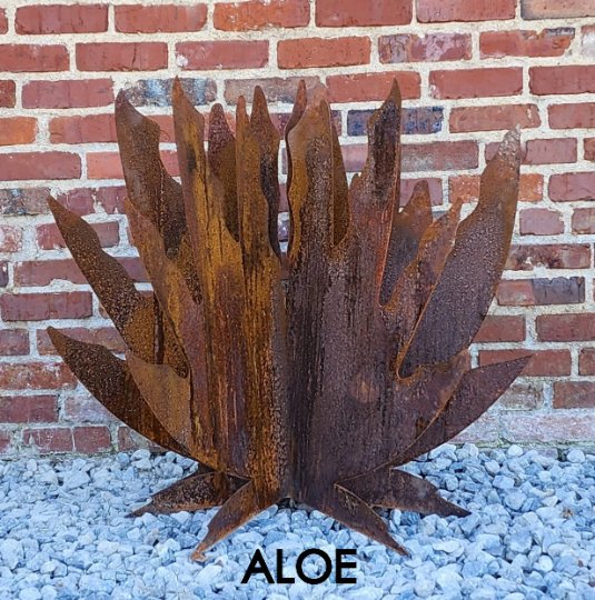 Aloe Metal Sculpture - Succulent Metal Sculpture - Succulent Plants - Yard Art Metal Sculptures - Yucca - Agave - Maker Table