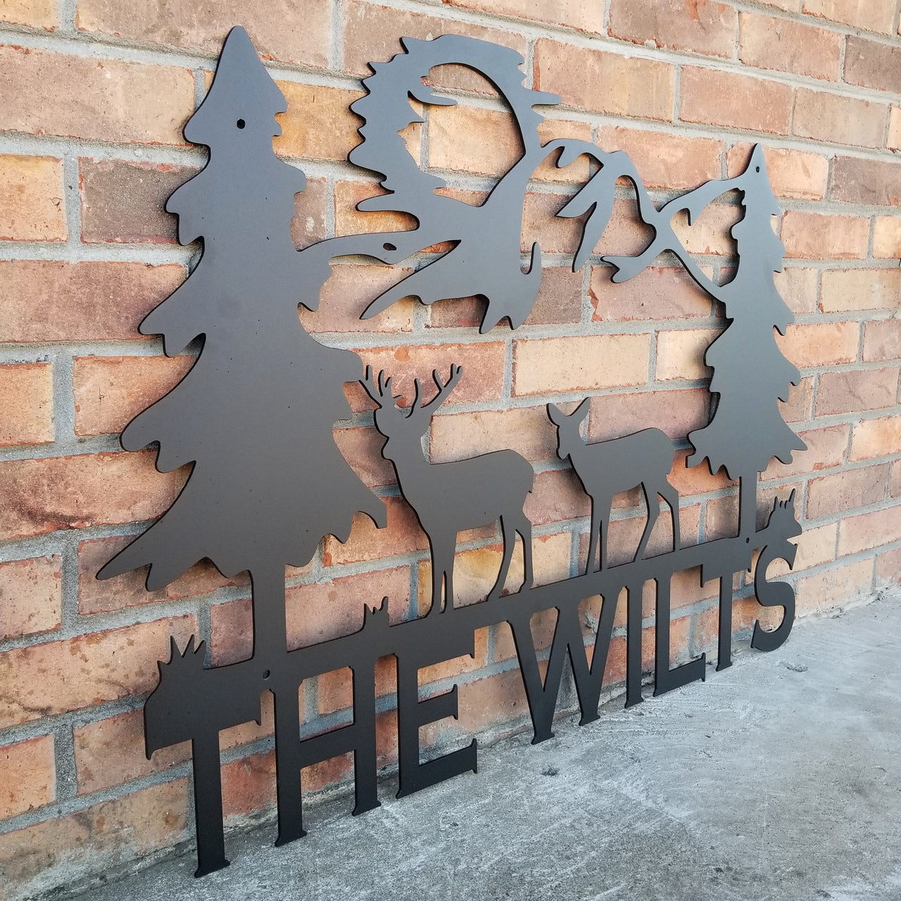 Alpine Animal Sign - Personalized Mountain Decor - Rustic Pine Trees Metal Wall Art - Maker Table