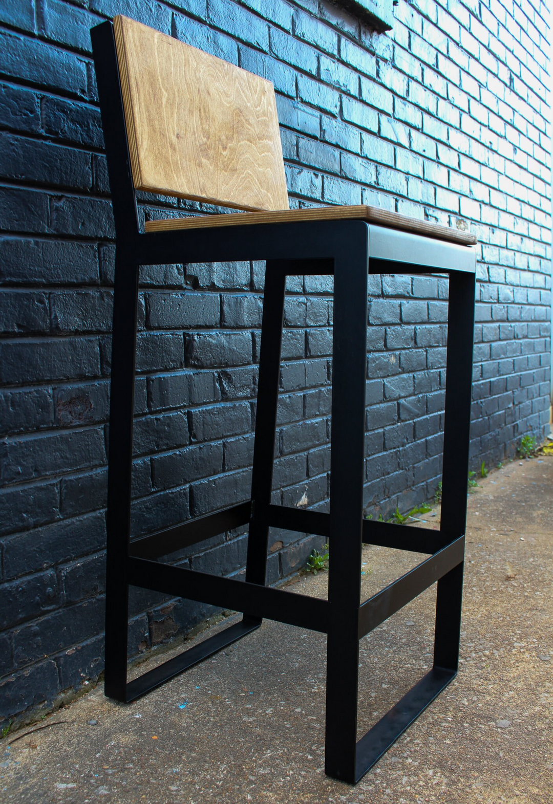 Modern Industrial Bar Chair with Backrest | Heavy-Duty Steel & Wood | Fully Assembled