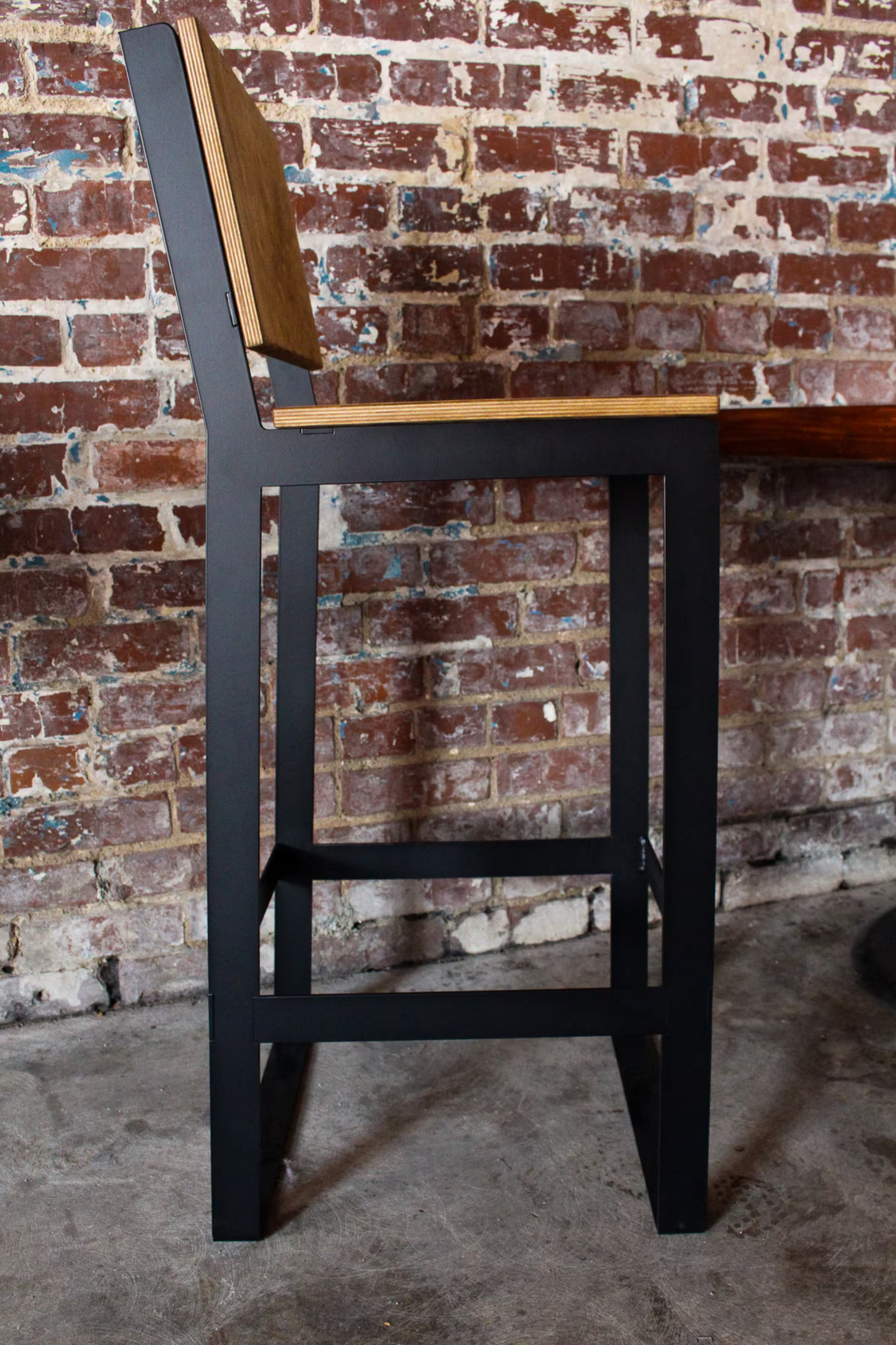Modern Industrial Bar Chair with Backrest | Heavy-Duty Steel & Wood | Fully Assembled