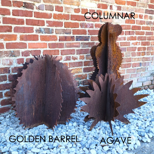 Cactus Metal Sculpture - Metal Yard Art Sculpture - Round Cactus Sculpture - Succulent - Columnar - Golden Barrel - Agave