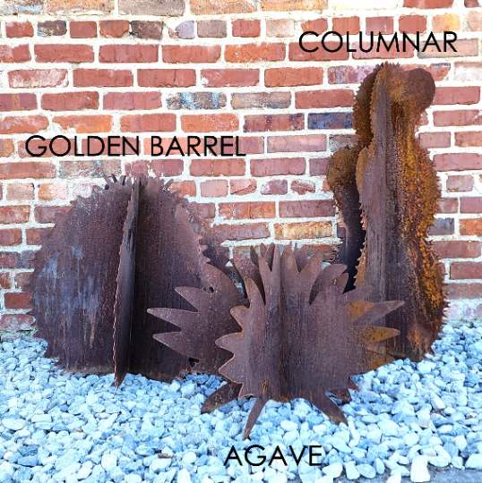 Metal Cactus Sculpture - Outdoor Garden Decor