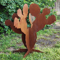 Thumbnail for Bunny Ear Cactus Metal Sculpture - Metal Yard Art Sculpture - Tall Cactus Sculpture - Cactus Plant - Garden Decor