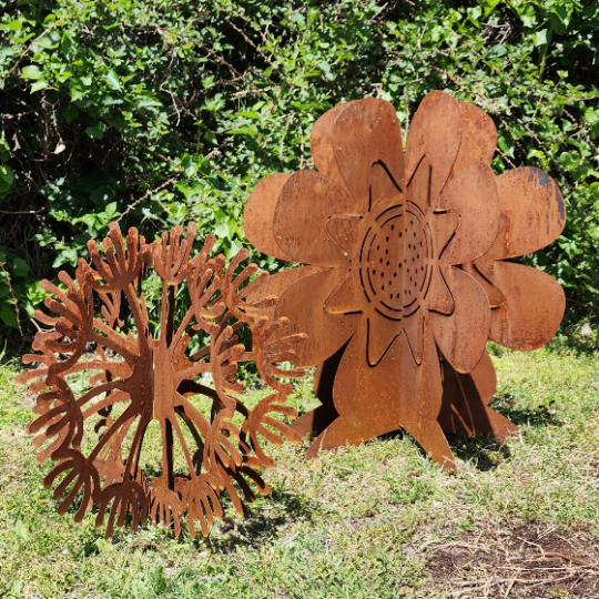 Anemone Outdoor Sculpture - Dandelion Puff Garden Decor - Outdoor Metal Art - Birth Month Flower - Carnation