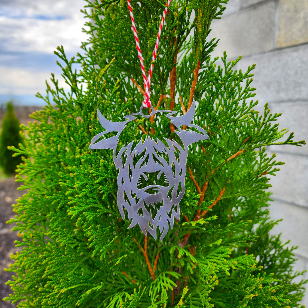 farmhouse style highland cow ornament cutout