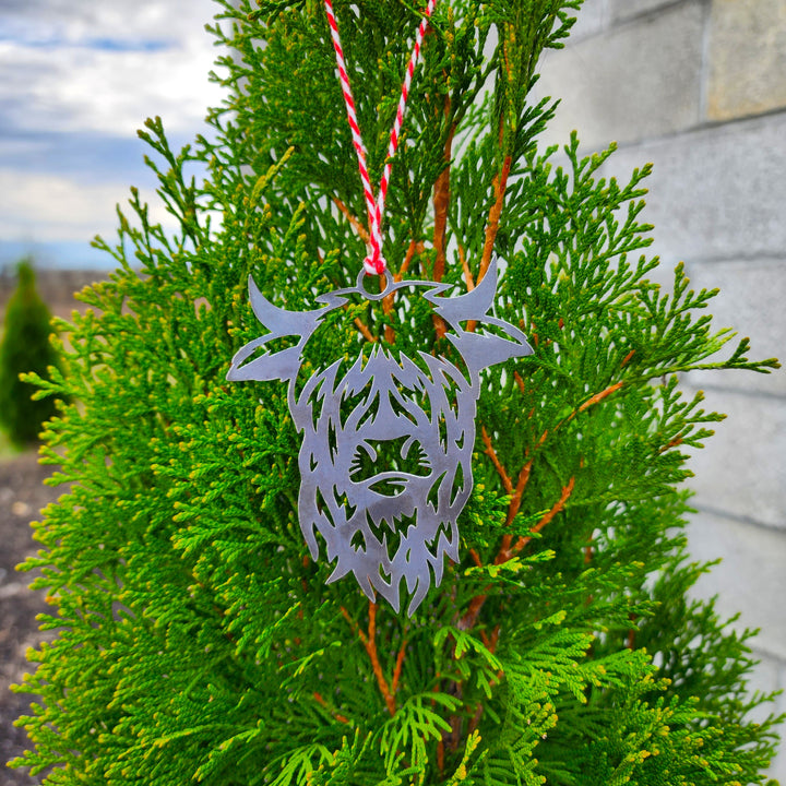 farmhouse style highland cow ornament cutout
