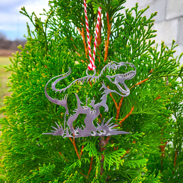rustic metal T-Rex ornament for kids
