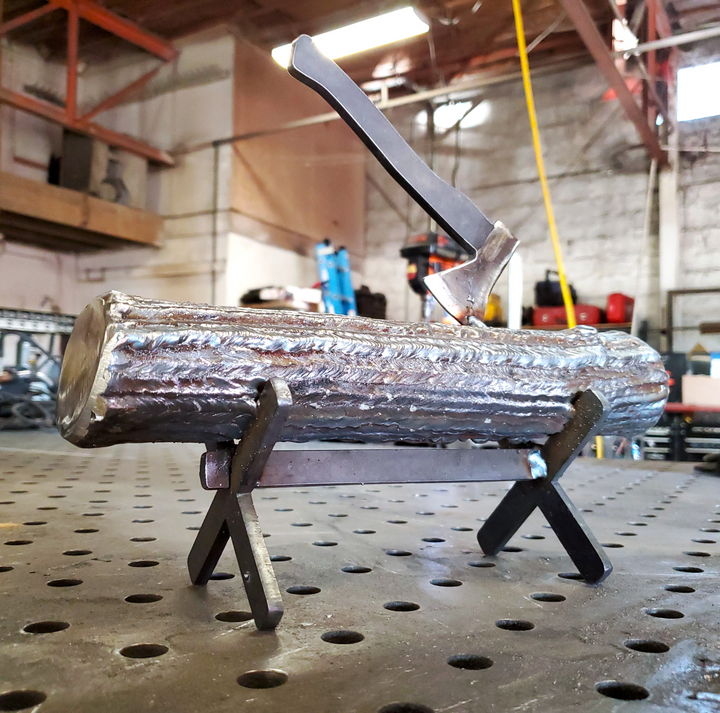 DIY Welding Kit – Steel Axe in Log Sculpture – Maker Build Kit for Metalworking Display