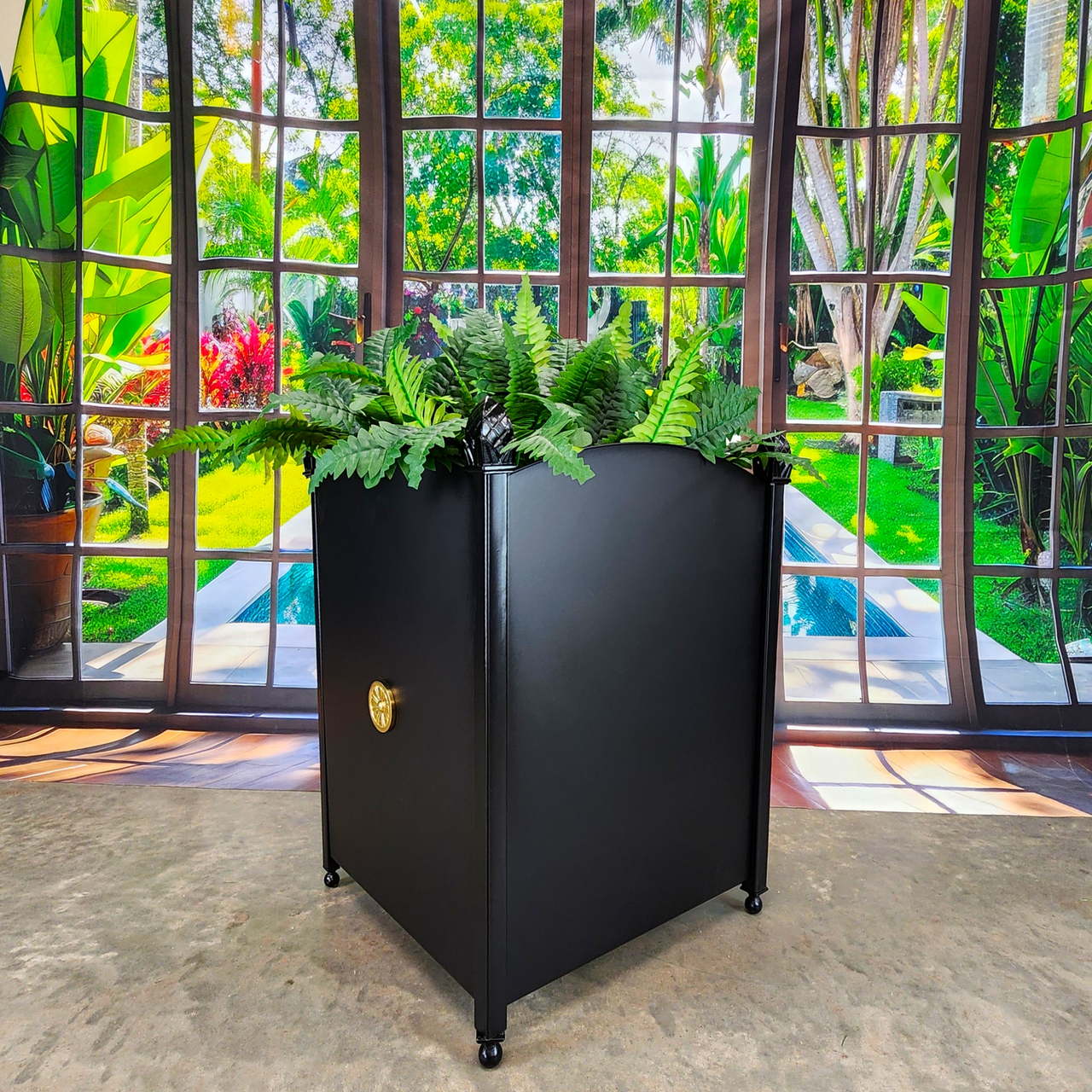 Ornate Metal Planters with Pineapple Motif