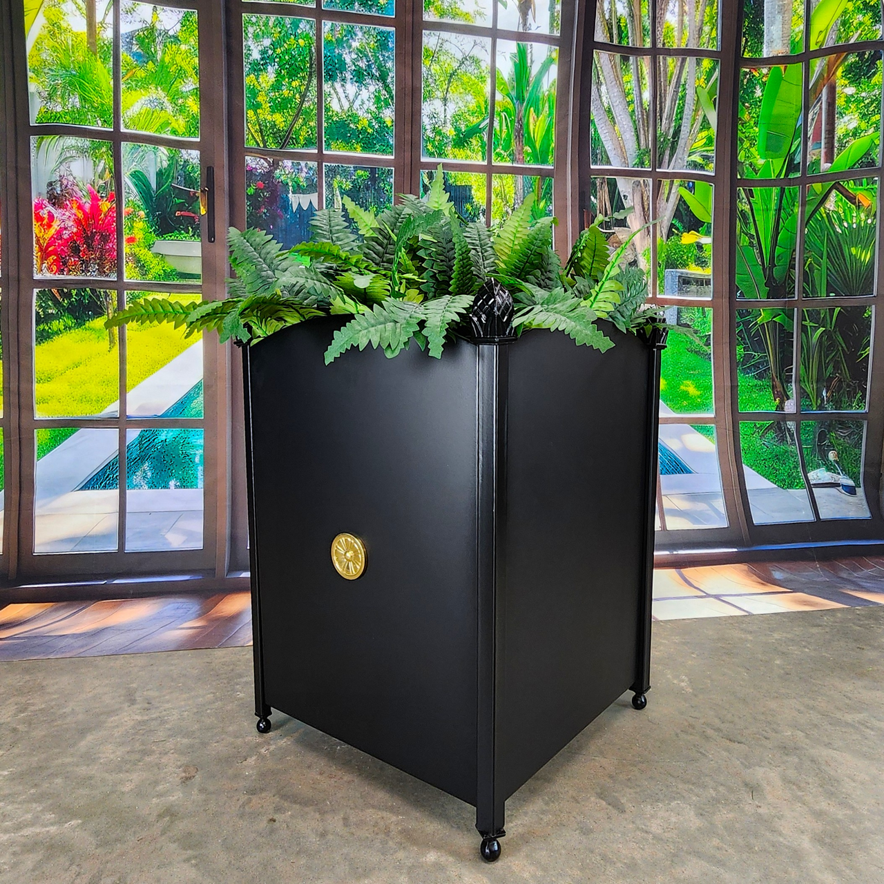 Ornate Metal Planters with Pineapple Motif