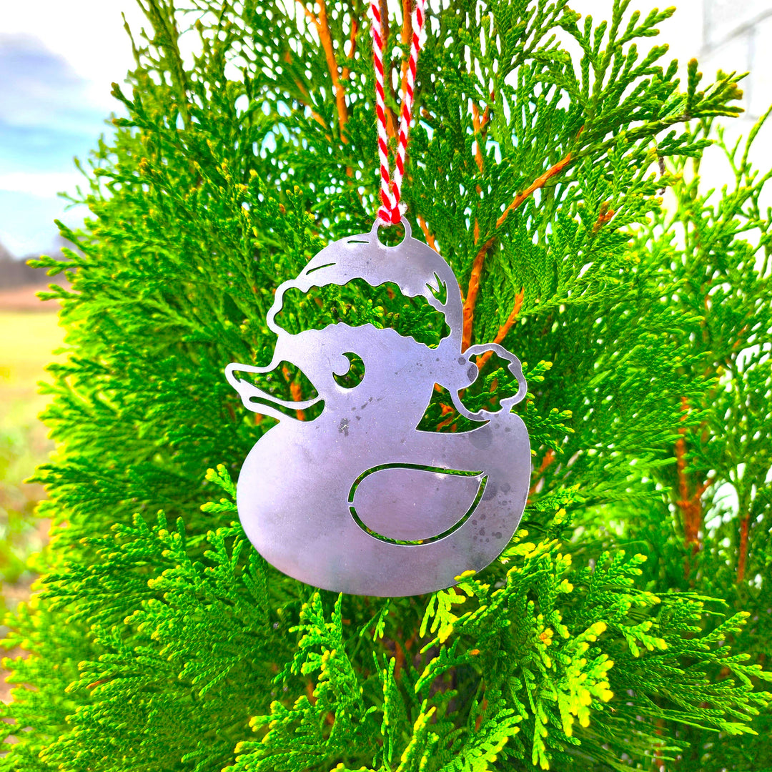 cute duck Christmas ornament with Santa hat