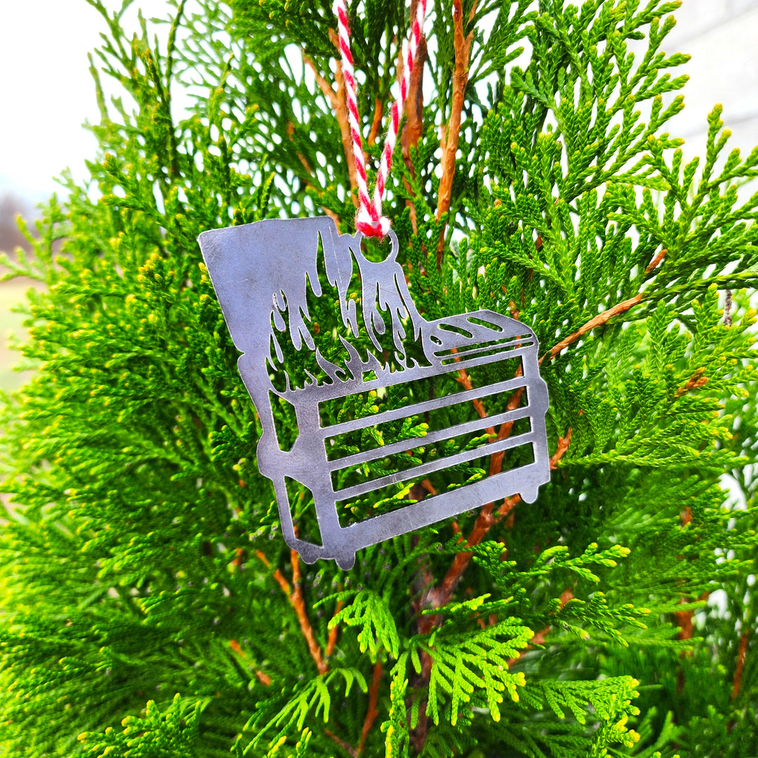 novelty dumpster fire Christmas ornament handmade in Tennessee