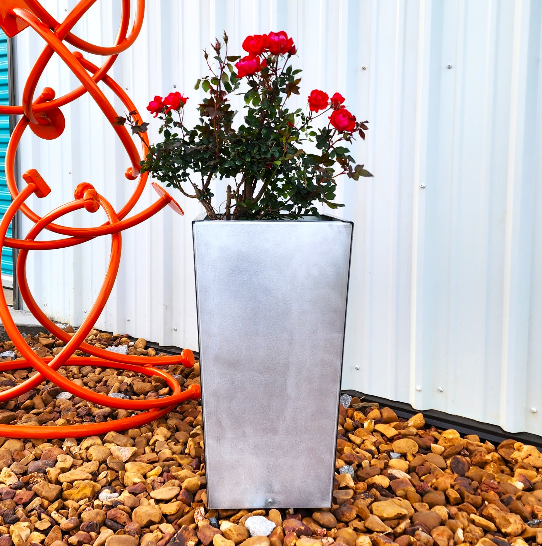 stainless steel plant pots Galvanized Metal Tapered Planter – Maker Table