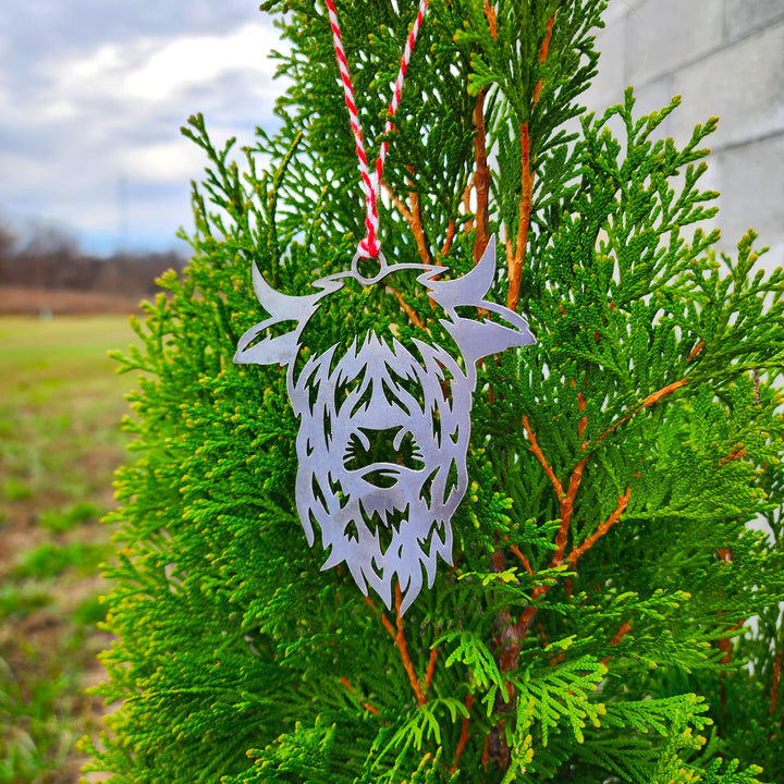 steel ornament with highland cattle silhouette