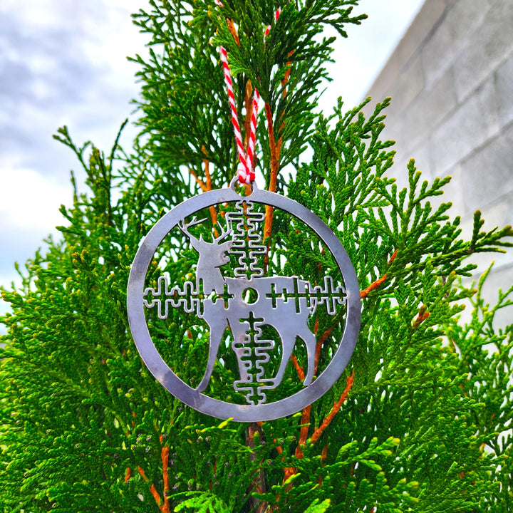 Deer Hunting Metal Ornament – Rustic Steel Buck Ornament with Scope Design | Handmade in Tennessee