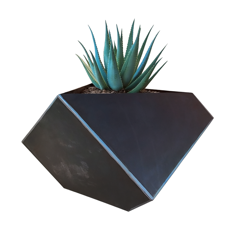 geometric plant pots outdoor Modern Geometric Metal Planter with Drainage – 16 Gauge Steel, Powder – Maker Table