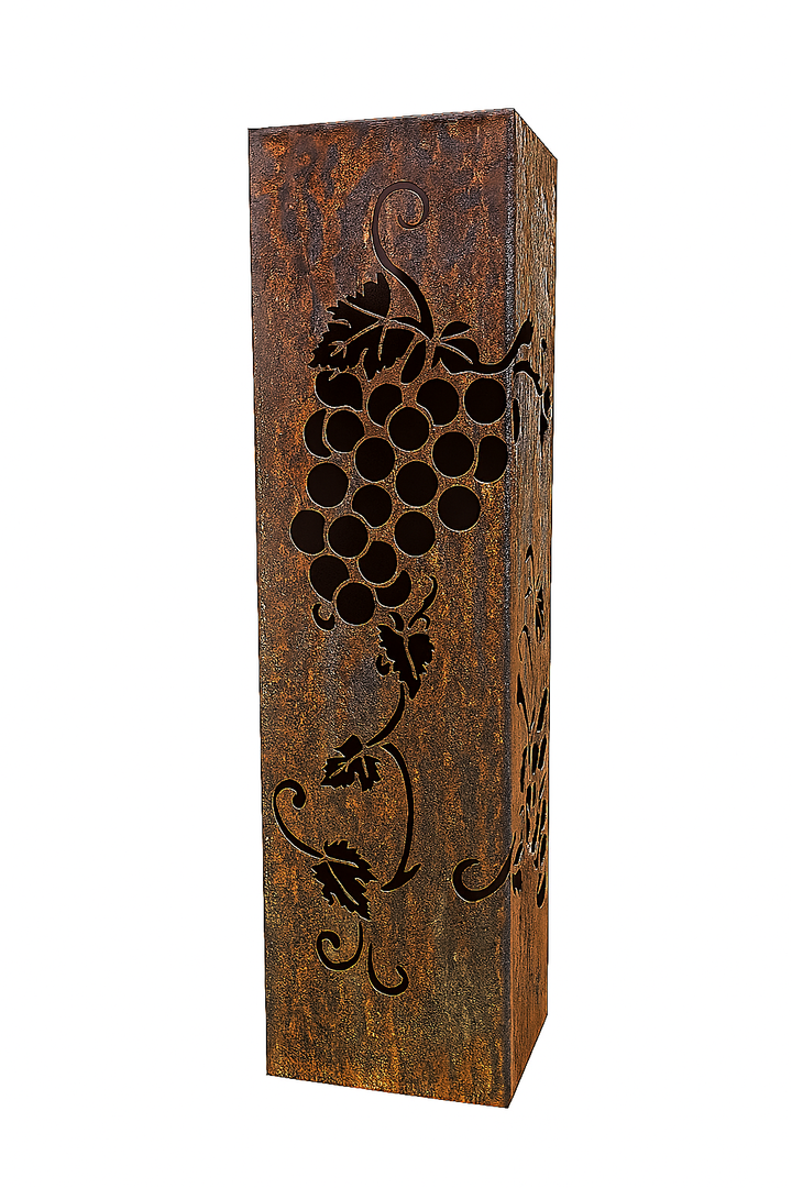 Pre-Rusted Grape Vine Metal Garden Column – Decorative Outdoor Sculpture with Ground Stakes