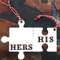 Thumbnail for His & Hers Puzzle Piece Christmas Ornament - Holiday Stocking Stuffer Gift - Tree Home Decor