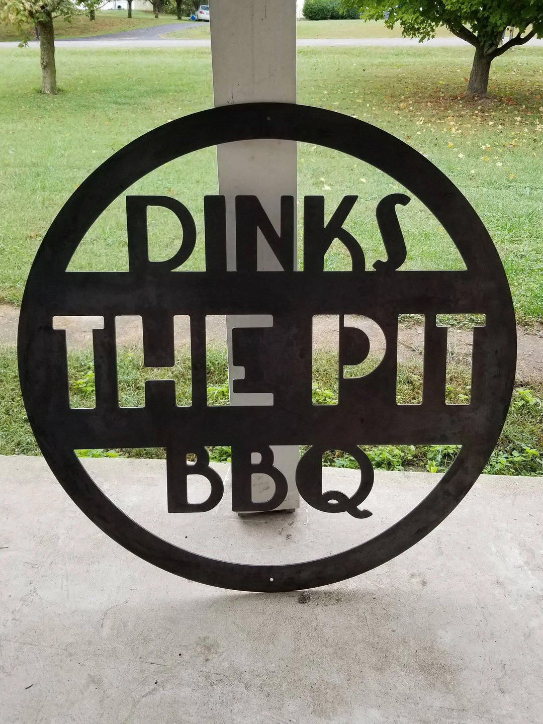 Personalized Round Grill & BBQ Sign - BBQ Pit