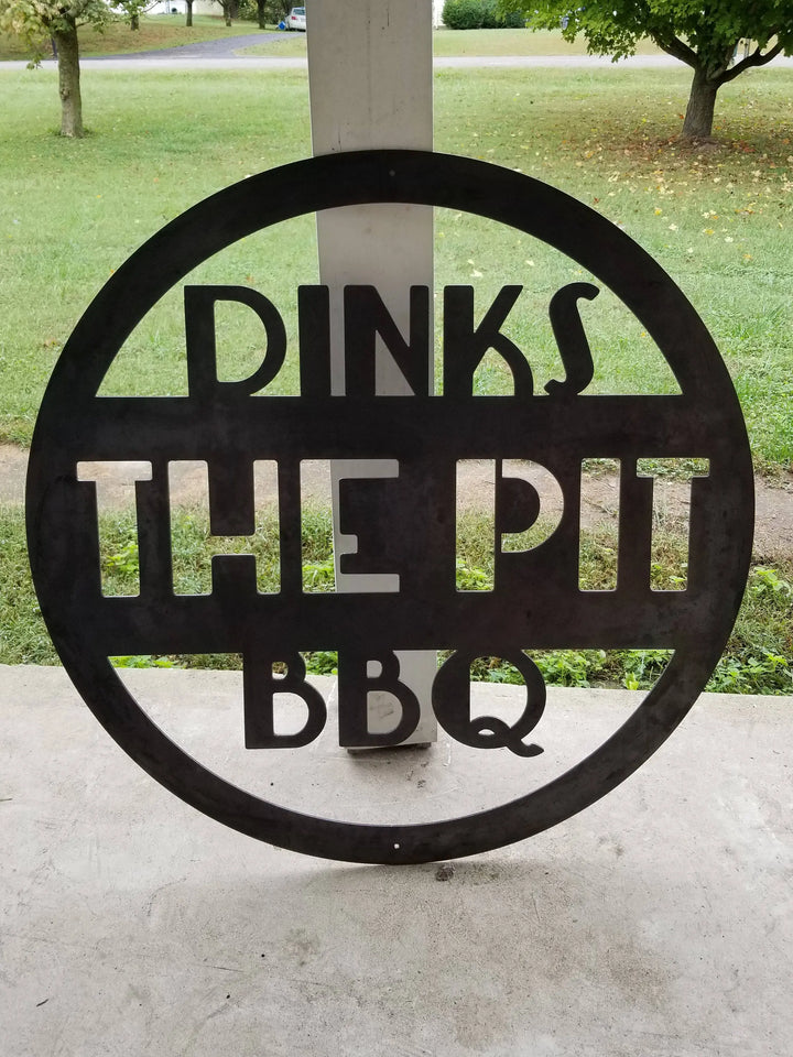 Personalized Round Grill & BBQ Sign - BBQ Pit