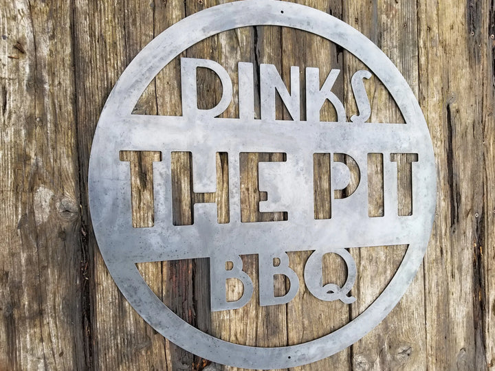 Personalized Round Grill & BBQ Sign - BBQ Pit