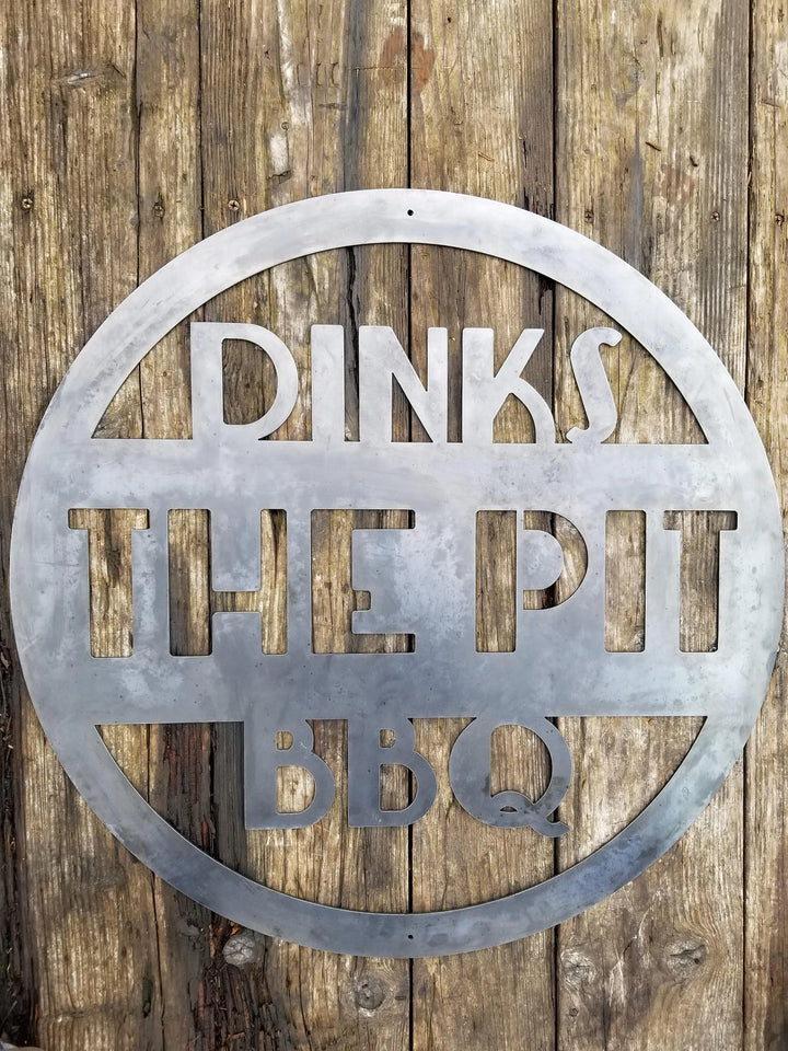 Personalized Round Grill & BBQ Sign - BBQ Pit
