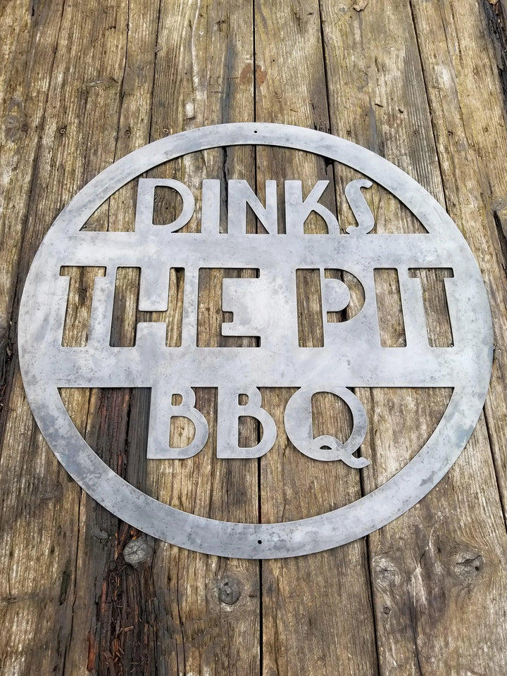 Personalized Round Grill & BBQ Sign - BBQ Pit