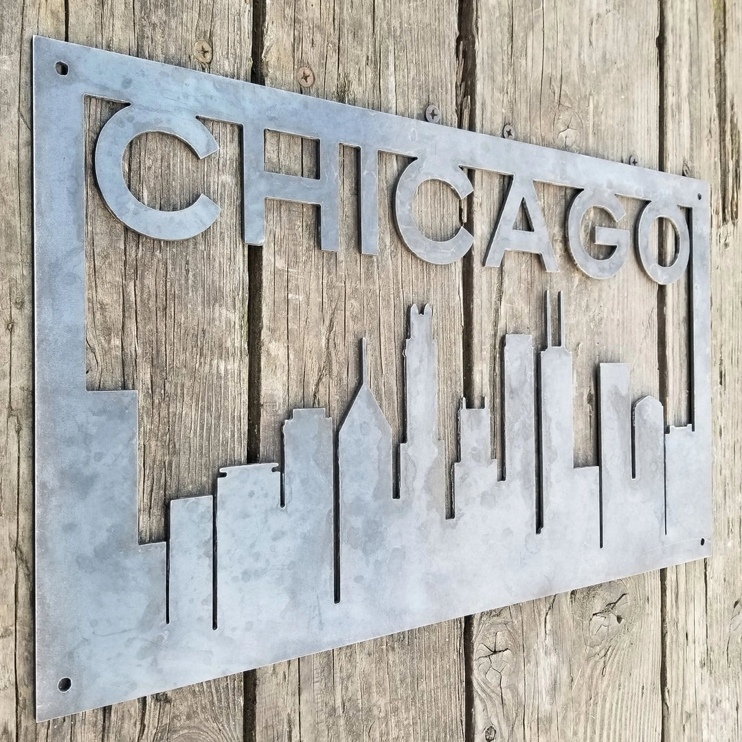 Personalized Metal Chicago Skyline Sign - Custom Chicago, Illinois Wall Art