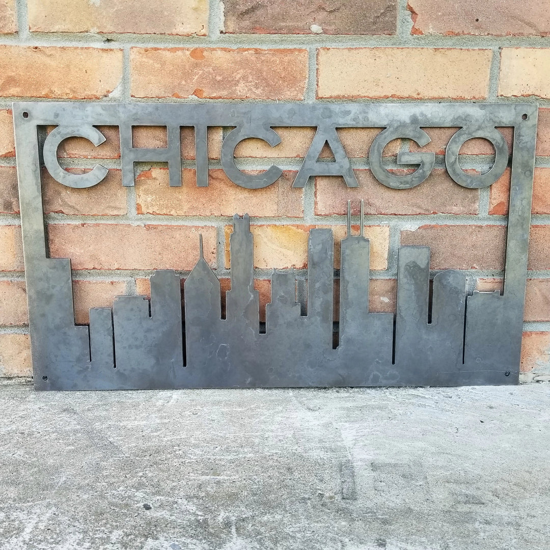 Personalized Metal Chicago Skyline Sign - Custom Chicago, Illinois Wall Art