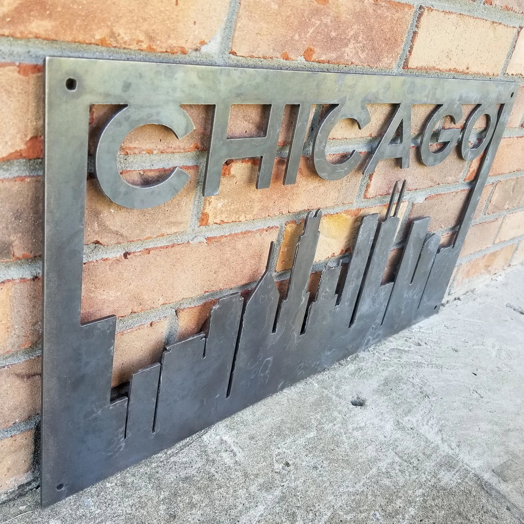 Personalized Metal Chicago Skyline Sign - Custom Chicago, Illinois Wall Art