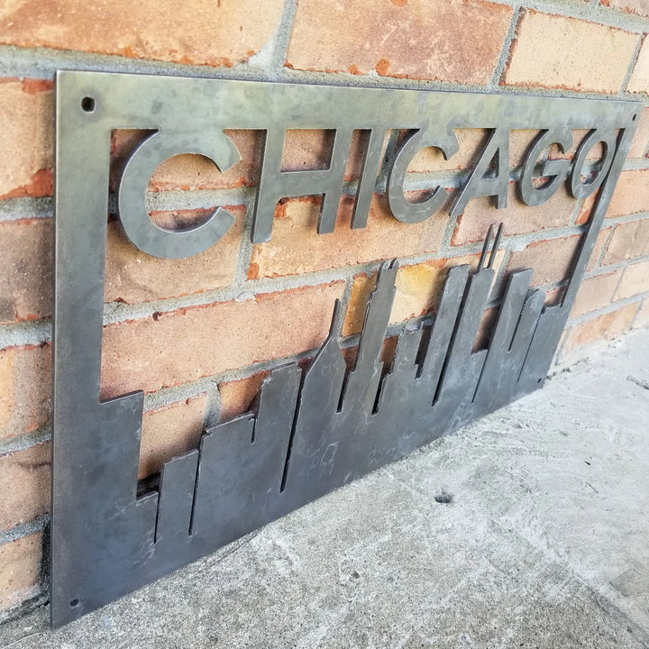 Personalized Metal Chicago Skyline Sign - Custom Chicago, Illinois Wall Art