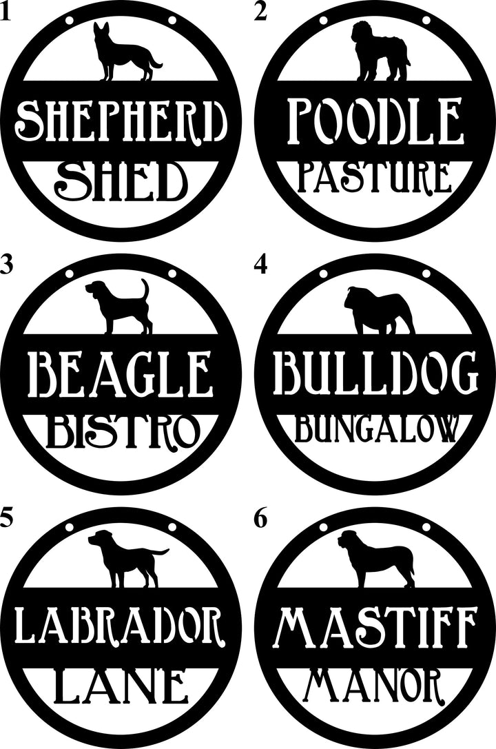 Custom Hanging Metal Dog Sign - German Shepherd - Poodle - Beagle - Bulldog - Labrador - Mastiff