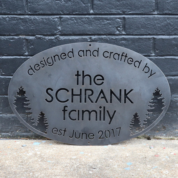 Designed and Crafted By Personalized Metal Family Sign