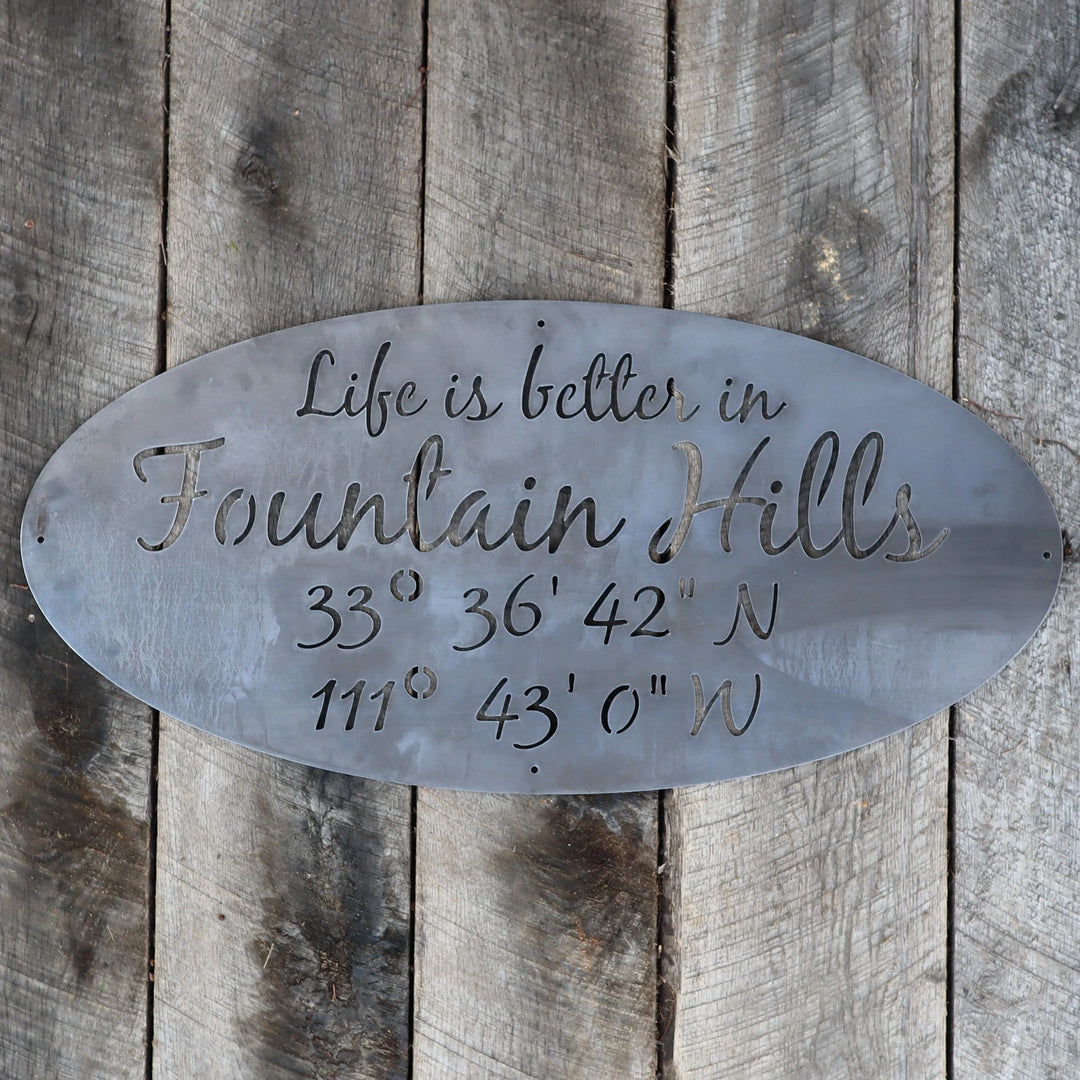 Personalized Metal Coordinates Sign - Modern Farmhouse Decor