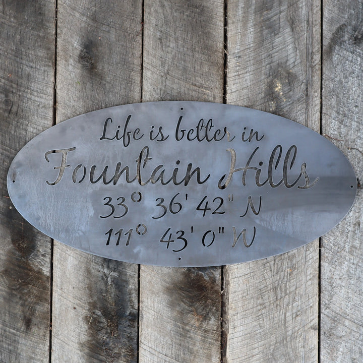 Personalized Metal Coordinates Sign - Modern Farmhouse Decor