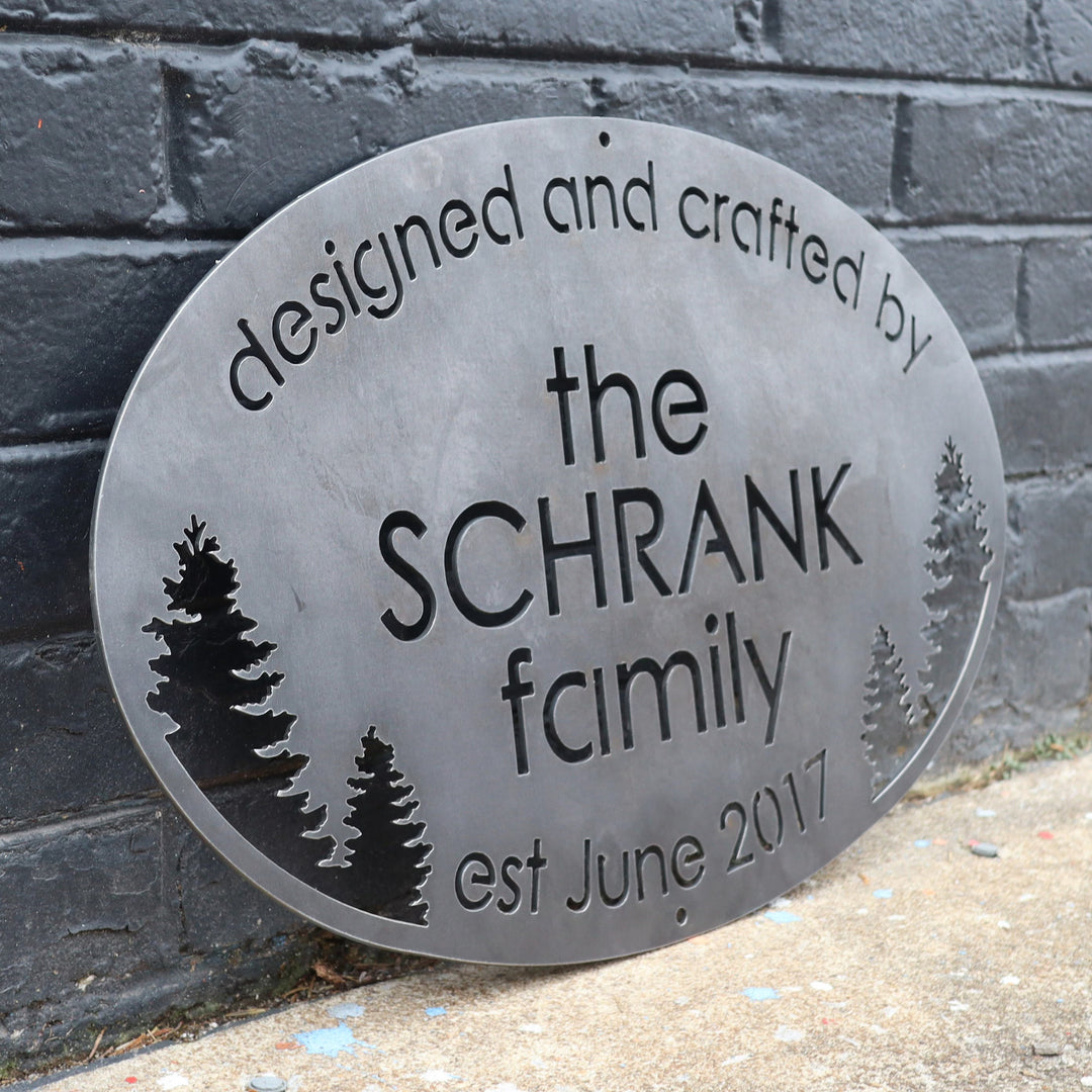 Designed and Crafted By Personalized Metal Family Sign