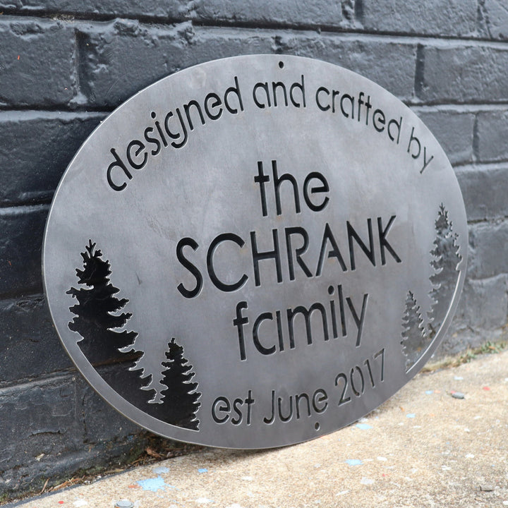 Designed and Crafted By Personalized Metal Family Sign