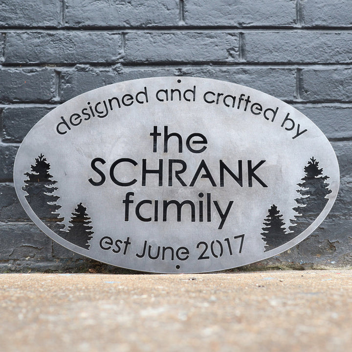 Designed and Crafted By Personalized Metal Family Sign