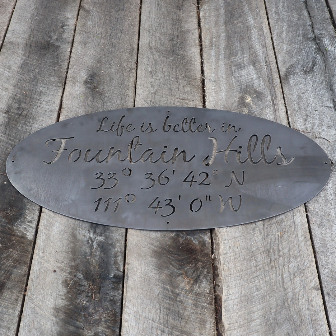 Personalized Metal Coordinates Sign - Modern Farmhouse Decor