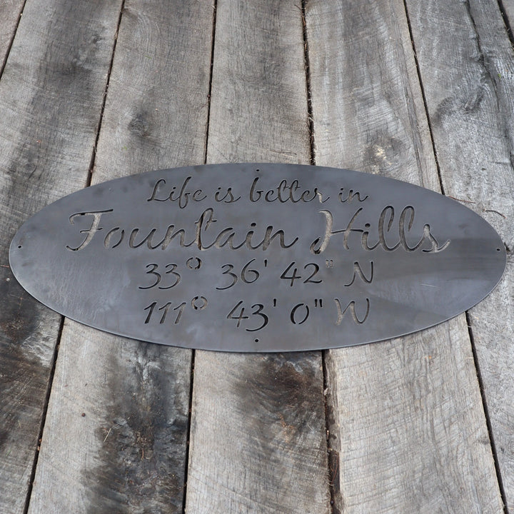 Personalized Metal Coordinates Sign - Modern Farmhouse Decor